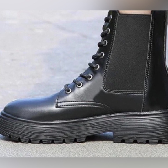 Black Leather Chelsea Combat Boots - Picture 5 of 5